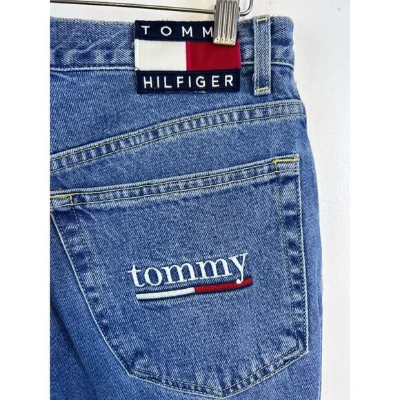 Tommy Hilfiger Vintage Big Flag Logo Flag Classic High Waist Mom Jeans 11/32 - Picture 4 of 8